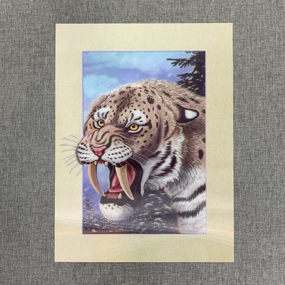 Brand New! Sabertooth Tiger  3D Lenticular Poster‎ 11.5"x15.5" Wall Art Decor